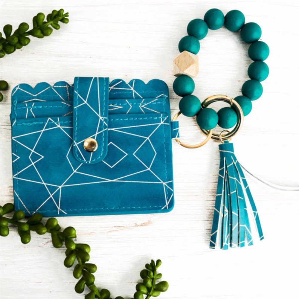 Celeste Beaded Bracelet keychain with ID card holder